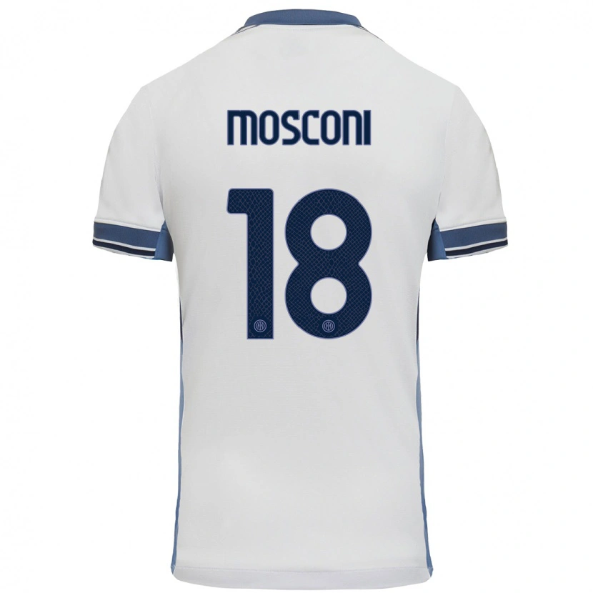 Danxen Kinderen Mattia Mosconi #18 Wit Grijs Uitshirt Uittenue 2024/25 T-Shirt