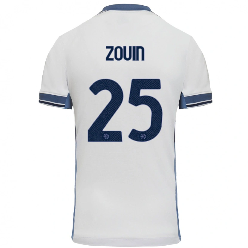 Danxen Kinderen Aymen Zouin #25 Wit Grijs Uitshirt Uittenue 2024/25 T-Shirt