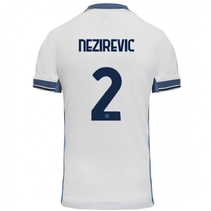 Danxen Kinderen Alem Nezirevic #2 Wit Grijs Uitshirt Uittenue 2024/25 T-Shirt