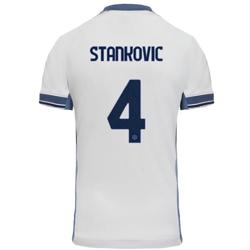 Danxen Kinderen Aleksandar Stankovic #4 Wit Grijs Uitshirt Uittenue 2024/25 T-Shirt