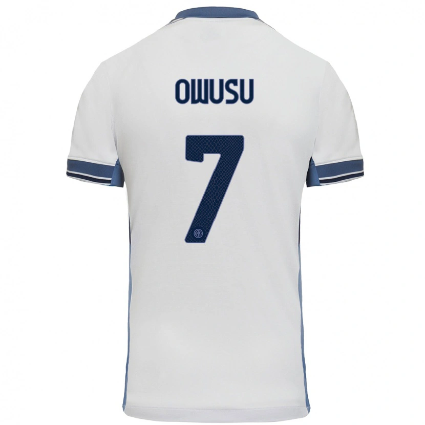 Danxen Kinderen Enoch Owusu #7 Wit Grijs Uitshirt Uittenue 2024/25 T-Shirt