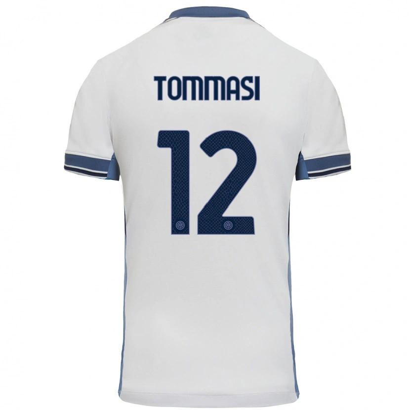 Danxen Kinderen Francesco Tommasi #12 Wit Grijs Uitshirt Uittenue 2024/25 T-Shirt