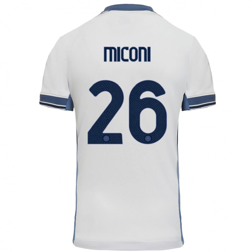 Danxen Kinderen Riccardo Miconi #26 Wit Grijs Uitshirt Uittenue 2024/25 T-Shirt