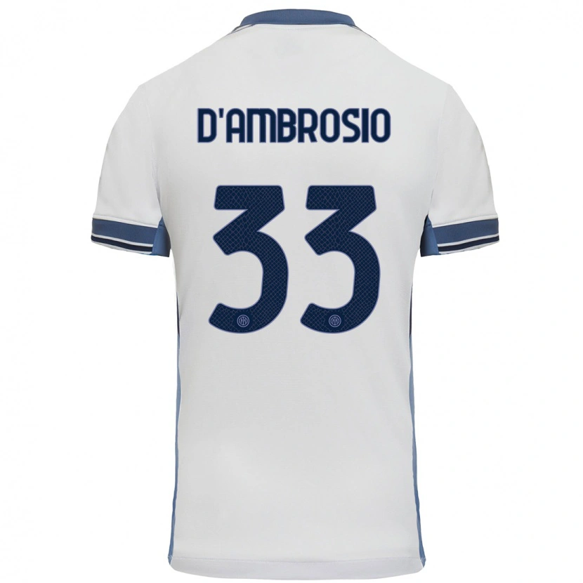 Danxen Kinderen Danilo D'ambrosio #33 Wit Grijs Uitshirt Uittenue 2024/25 T-Shirt