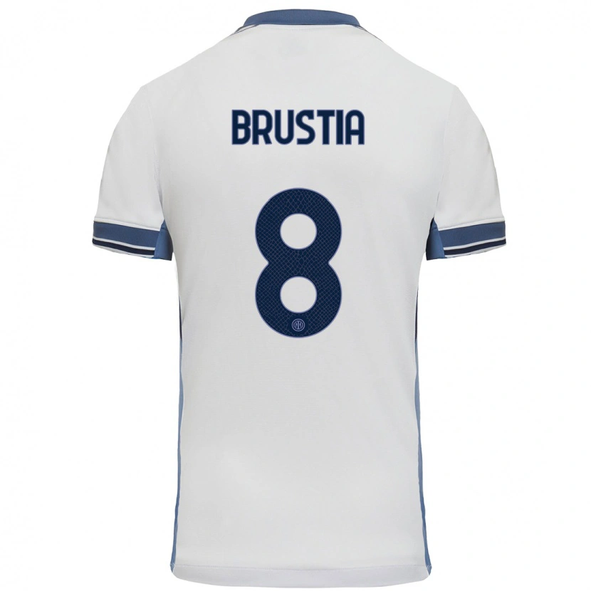 Danxen Kinderen Martina Brustia #8 Wit Grijs Uitshirt Uittenue 2024/25 T-Shirt