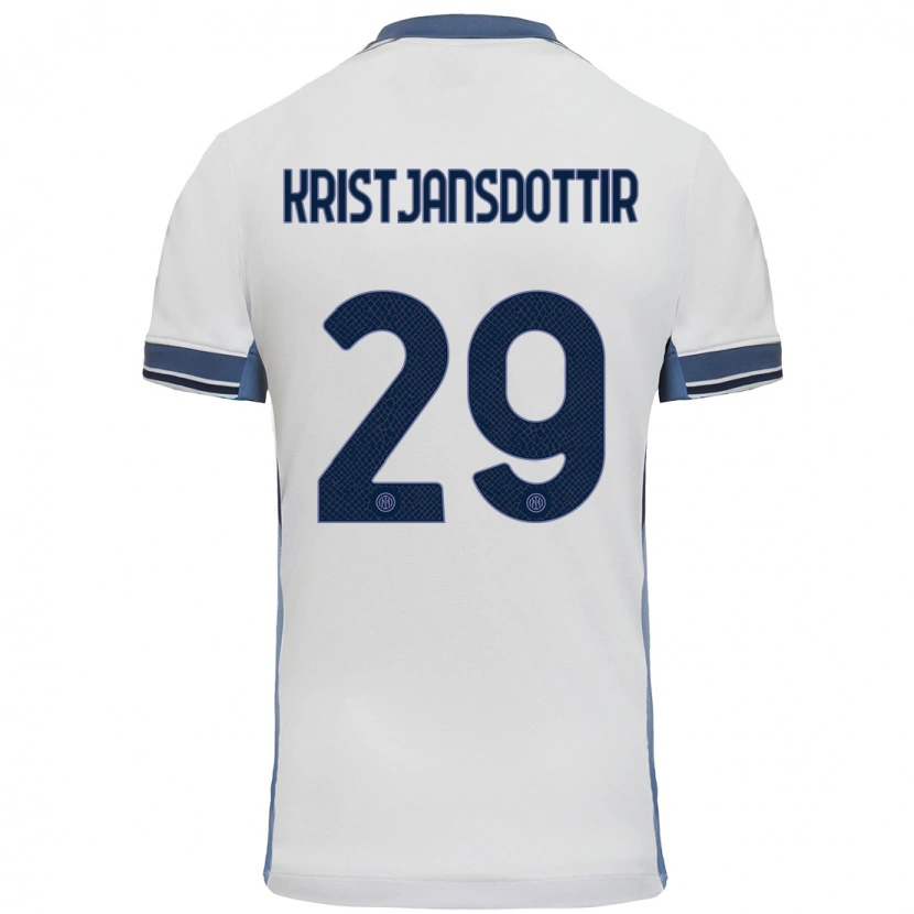 Danxen Kinderen Anna Bjork Kristjansdottir #29 Wit Grijs Uitshirt Uittenue 2024/25 T-Shirt