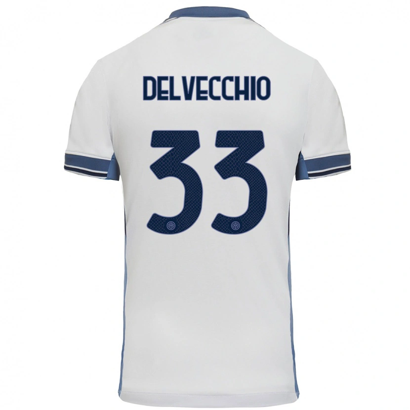 Danxen Kinderen Gabriele Delvecchio #33 Wit Grijs Uitshirt Uittenue 2024/25 T-Shirt