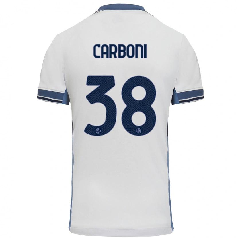 Danxen Kinderen Valentin Carboni #38 Wit Grijs Uitshirt Uittenue 2024/25 T-Shirt