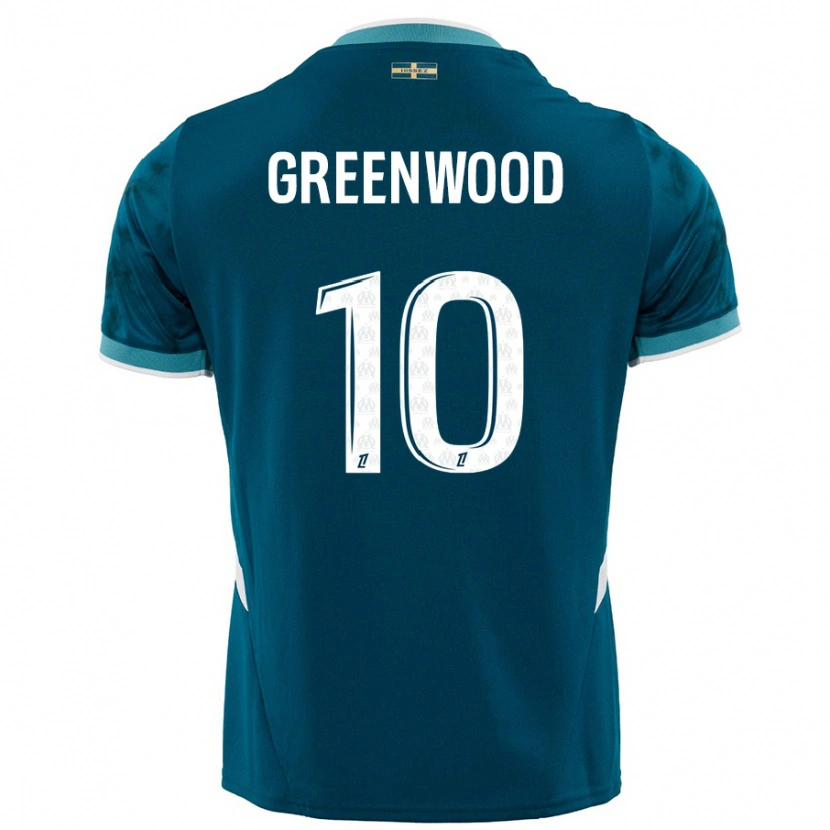 Danxen Kinderen Mason Greenwood #10 Turkoois Blauw Uitshirt Uittenue 2024/25 T-Shirt