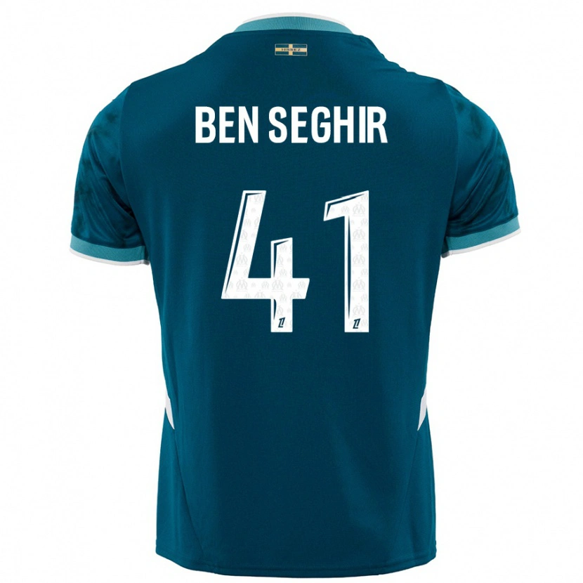 Danxen Kinderen Salim Ben Seghir #41 Turkoois Blauw Uitshirt Uittenue 2024/25 T-Shirt