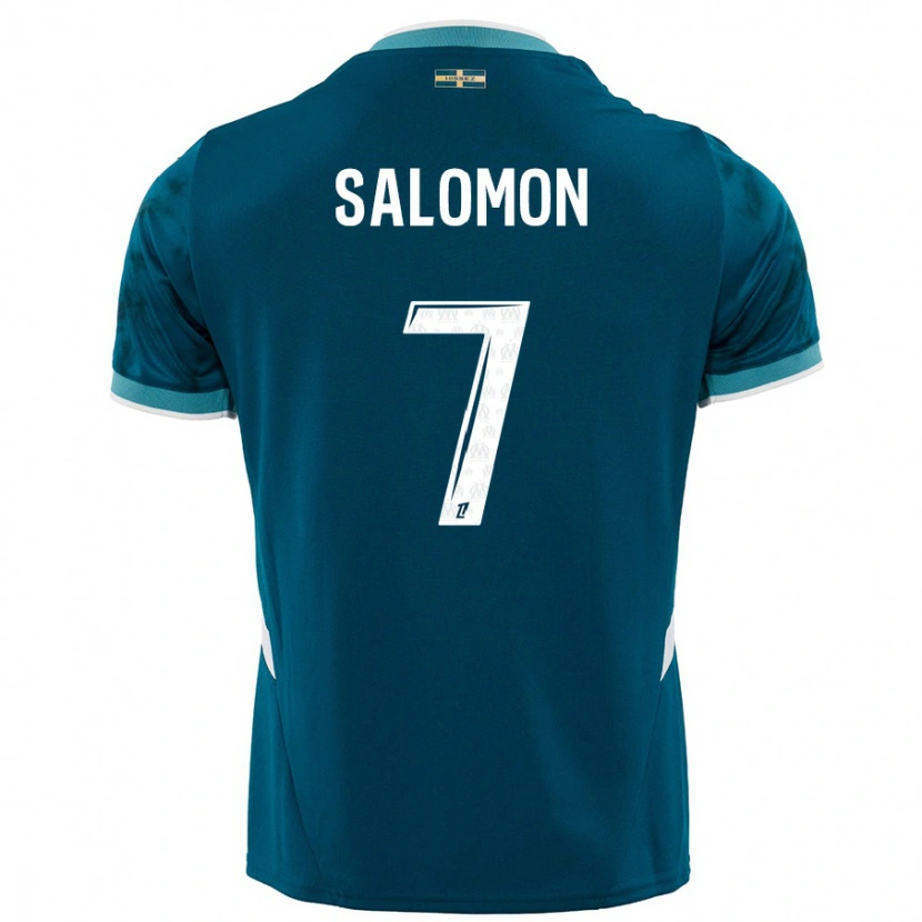 Danxen Kinderen Maëva Salomon #7 Turkoois Blauw Uitshirt Uittenue 2024/25 T-Shirt