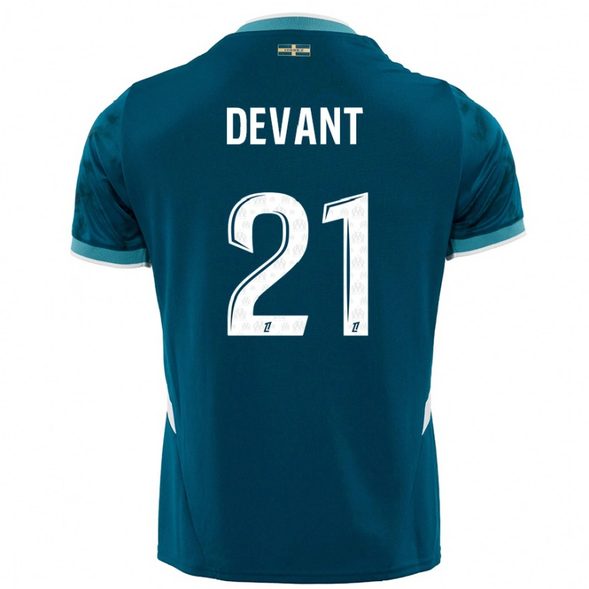 Danxen Kinderen Caroline Devant #21 Turkoois Blauw Uitshirt Uittenue 2024/25 T-Shirt