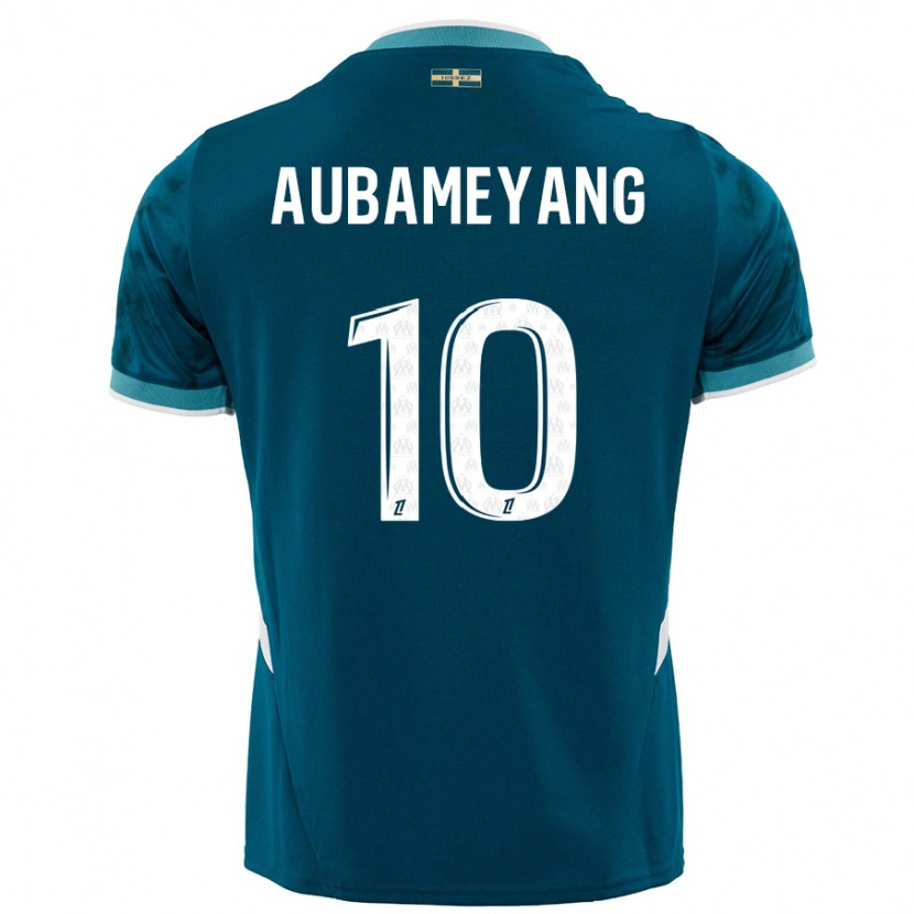 Danxen Kinderen Pierre-Emerick Aubameyang #10 Turkoois Blauw Uitshirt Uittenue 2024/25 T-Shirt