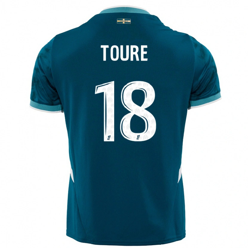 Danxen Kinderen Isaak Toure #18 Turkoois Blauw Uitshirt Uittenue 2024/25 T-Shirt