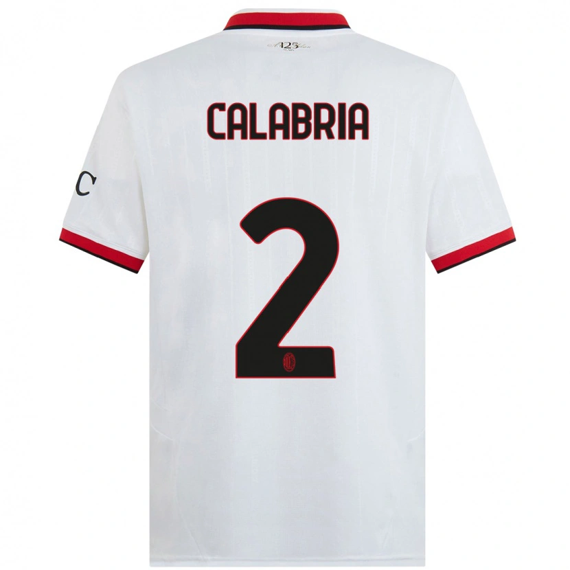 Danxen Kinderen Davide Calabria #2 Wit Zwart Rood Uitshirt Uittenue 2024/25 T-Shirt