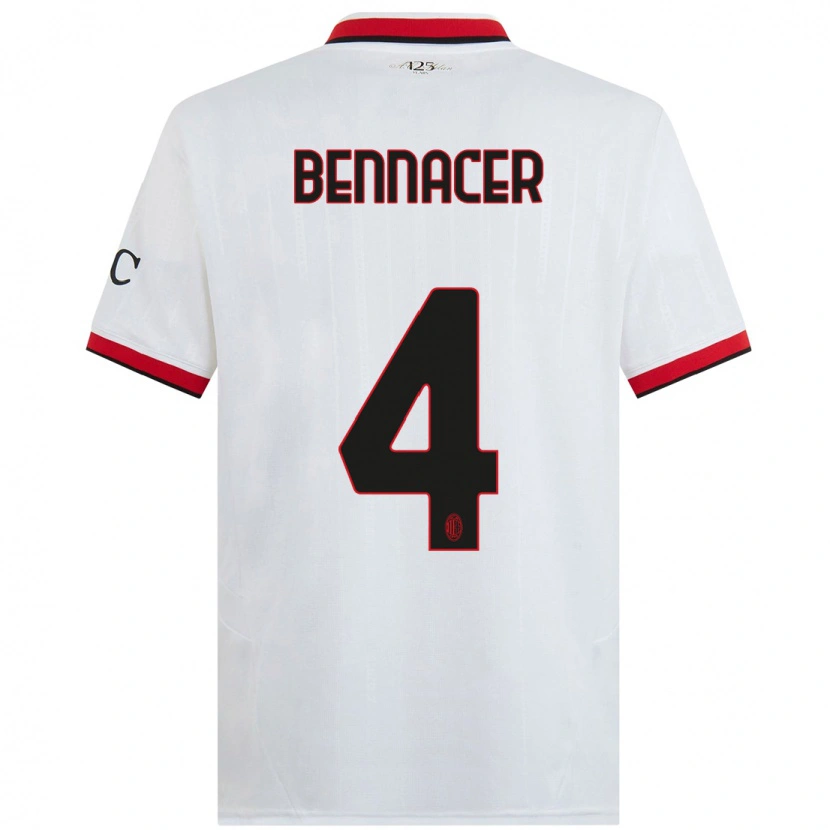 Danxen Kinderen Ismaël Bennacer #4 Wit Zwart Rood Uitshirt Uittenue 2024/25 T-Shirt