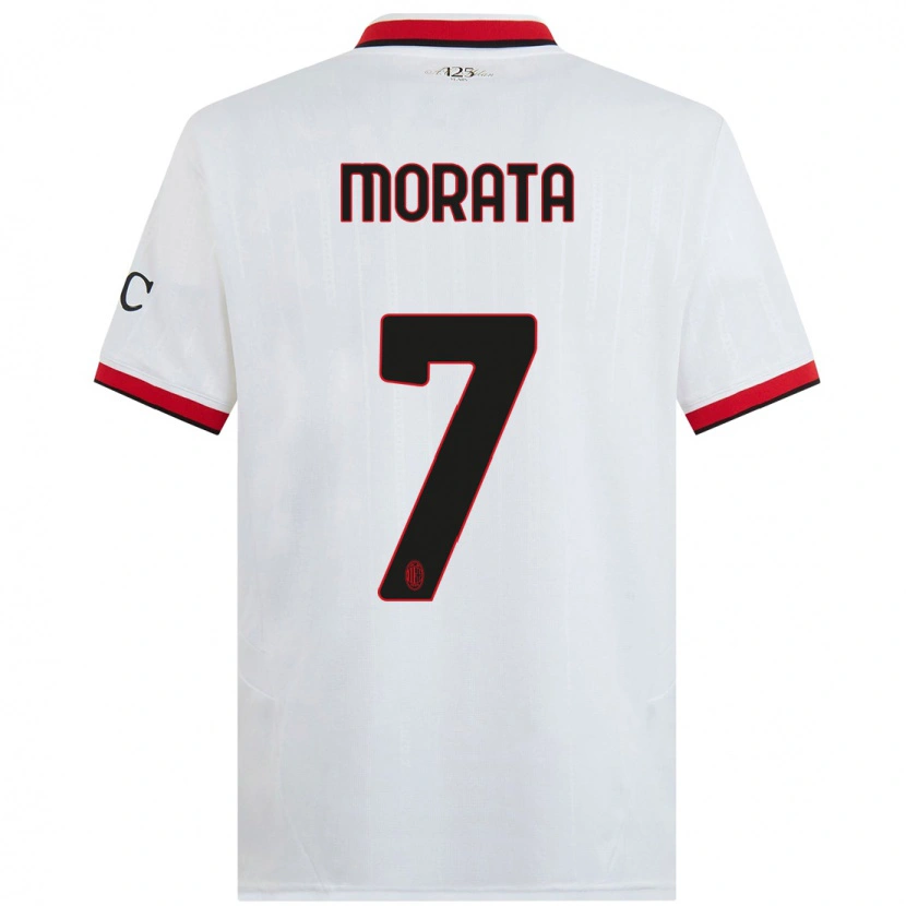 Danxen Kinderen Álvaro Morata #7 Wit Zwart Rood Uitshirt Uittenue 2024/25 T-Shirt