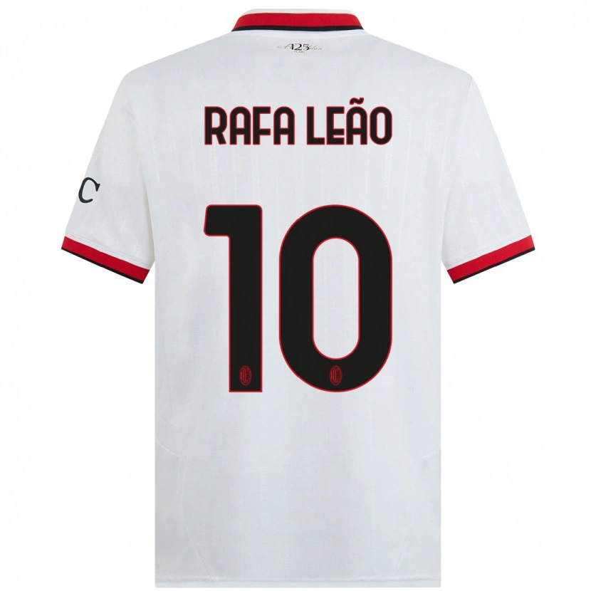 Danxen Kinderen Rafael Leão #10 Wit Zwart Rood Uitshirt Uittenue 2024/25 T-Shirt