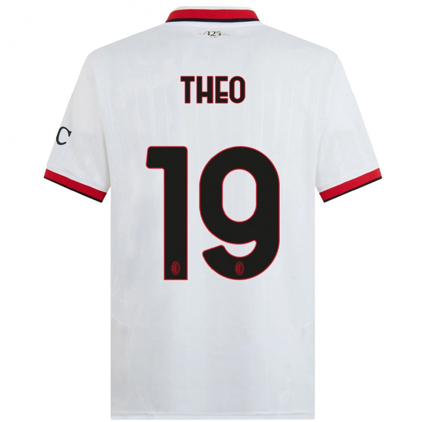 Danxen Kinderen Theo Hernández #19 Wit Zwart Rood Uitshirt Uittenue 2024/25 T-Shirt