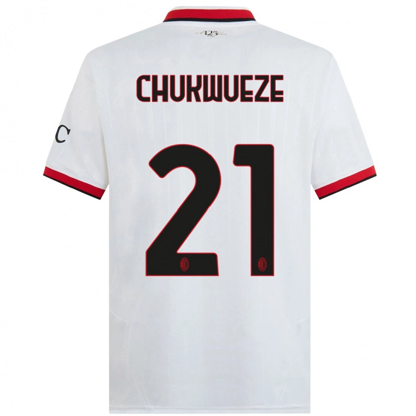 Danxen Kinderen Samuel Chukwueze #21 Wit Zwart Rood Uitshirt Uittenue 2024/25 T-Shirt