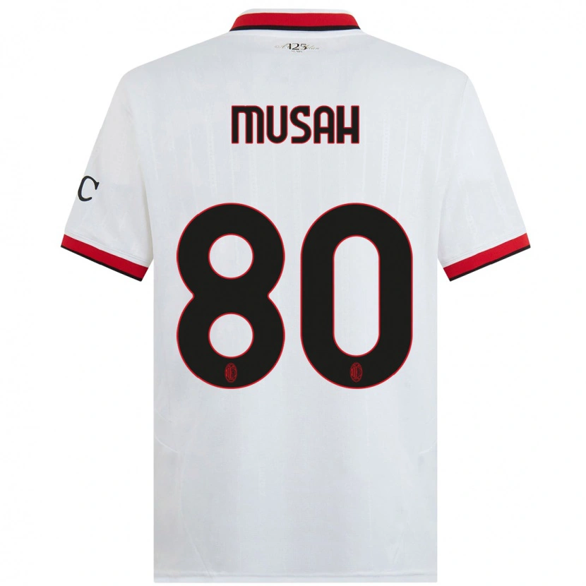 Danxen Kinderen Yunus Musah #80 Wit Zwart Rood Uitshirt Uittenue 2024/25 T-Shirt