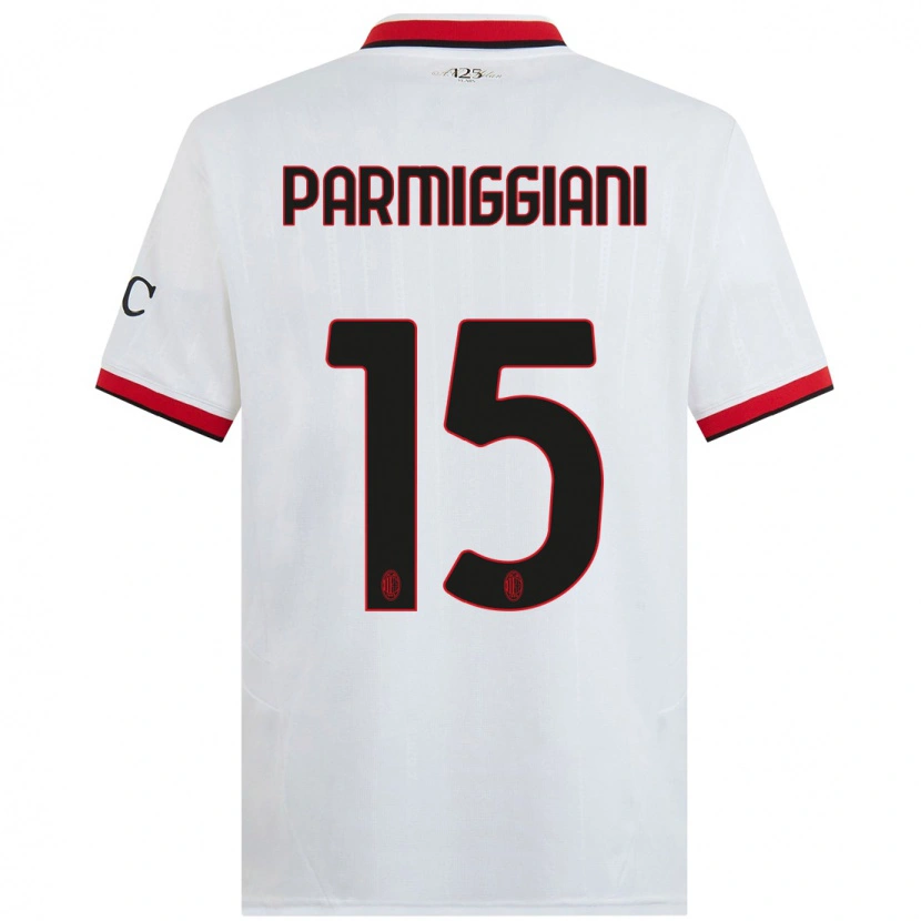 Danxen Kinderen Pietro Parmiggiani #15 Wit Zwart Rood Uitshirt Uittenue 2024/25 T-Shirt