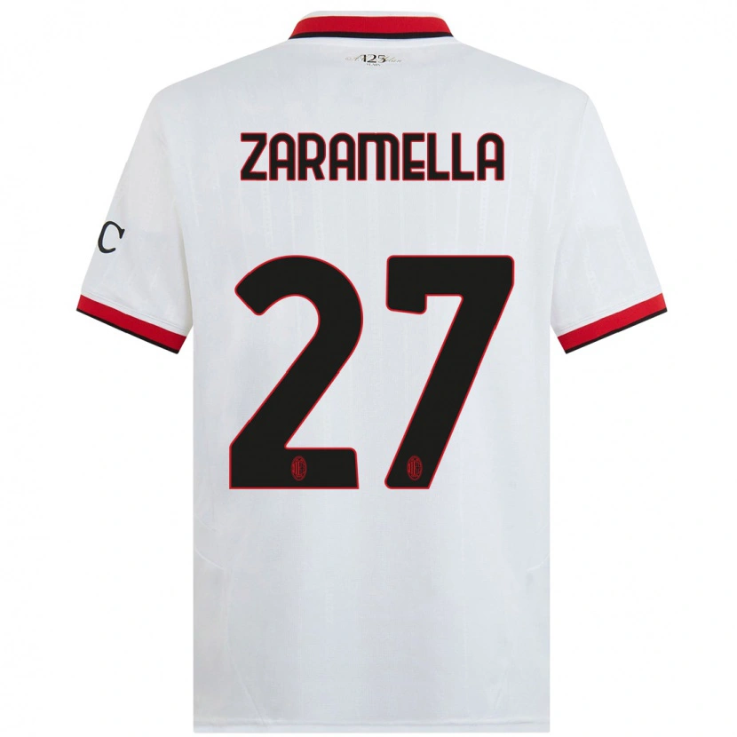 Danxen Kinderen Mattia Zaramella #27 Wit Zwart Rood Uitshirt Uittenue 2024/25 T-Shirt