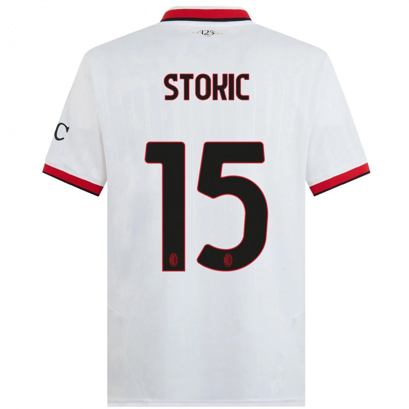 Danxen Kinderen Sara Stokić #15 Wit Zwart Rood Uitshirt Uittenue 2024/25 T-Shirt