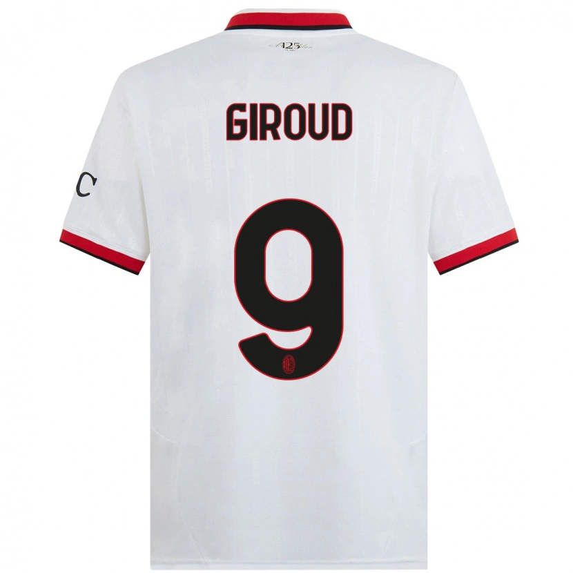 Danxen Kinderen Olivier Giroud #9 Wit Zwart Rood Uitshirt Uittenue 2024/25 T-Shirt