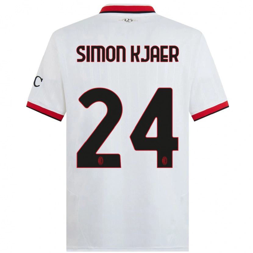 Danxen Kinderen Simon Kjaer #24 Wit Zwart Rood Uitshirt Uittenue 2024/25 T-Shirt