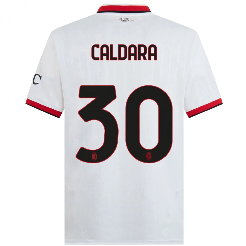 Danxen Kinderen Mattia Caldara #30 Wit Zwart Rood Uitshirt Uittenue 2024/25 T-Shirt