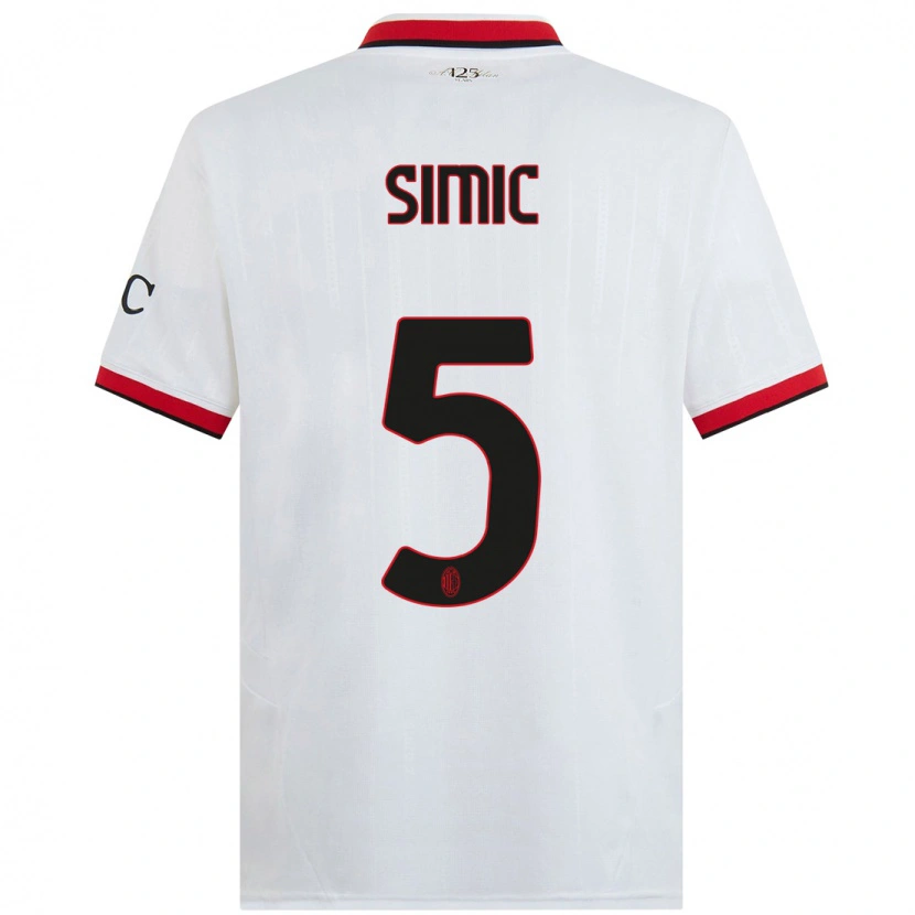 Danxen Kinderen Jan-Carlo Simic #5 Wit Zwart Rood Uitshirt Uittenue 2024/25 T-Shirt