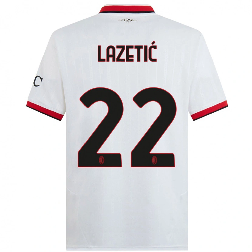 Danxen Kinderen Marko Lazetic #22 Wit Zwart Rood Uitshirt Uittenue 2024/25 T-Shirt