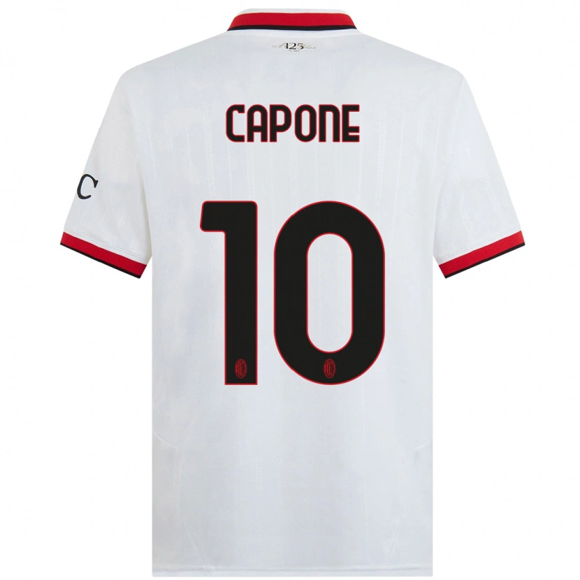 Danxen Kinderen Andrea Capone #10 Wit Zwart Rood Uitshirt Uittenue 2024/25 T-Shirt