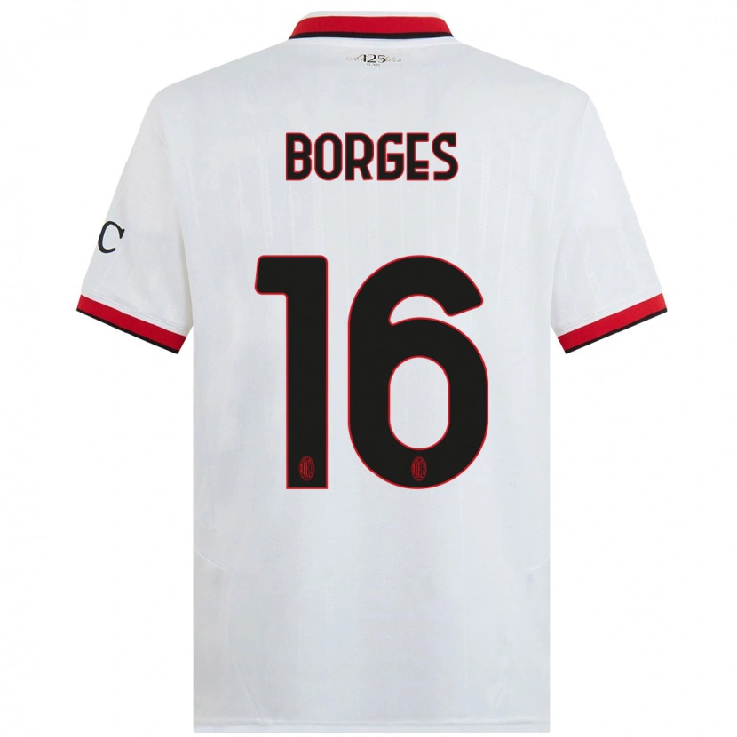 Danxen Kinderen Lenny Borges #16 Wit Zwart Rood Uitshirt Uittenue 2024/25 T-Shirt