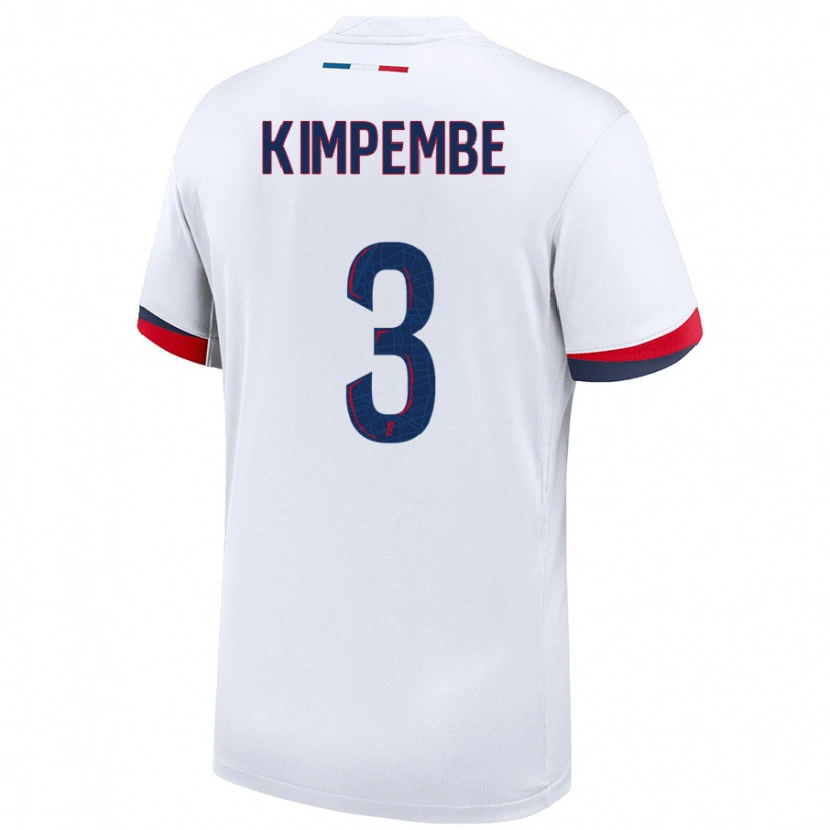 Danxen Kinderen Presnel Kimpembe #3 Wit Blauw Rood Uitshirt Uittenue 2024/25 T-Shirt