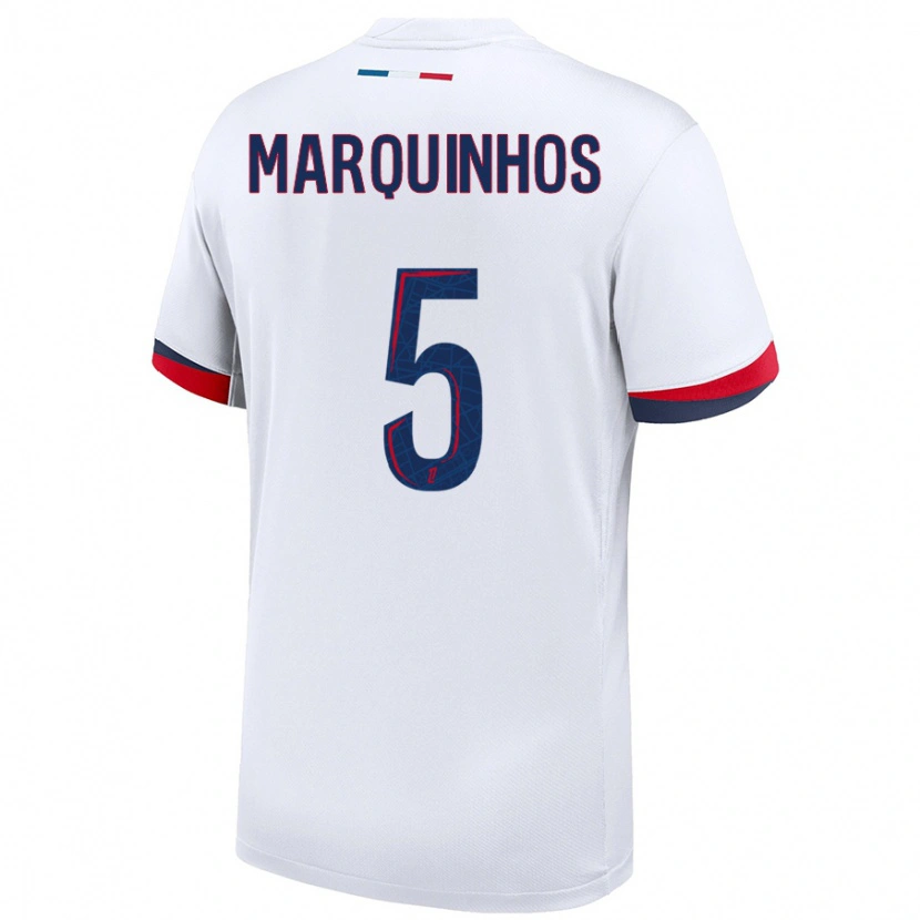 Danxen Kinderen Marquinhos #5 Wit Blauw Rood Uitshirt Uittenue 2024/25 T-Shirt