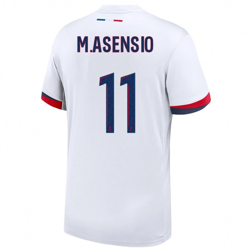 Danxen Kinderen Marco Asensio #11 Wit Blauw Rood Uitshirt Uittenue 2024/25 T-Shirt