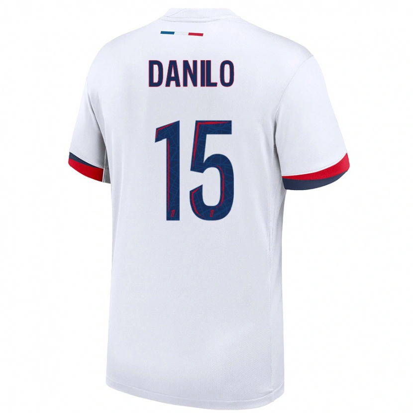 Danxen Kinderen Danilo Pereira #15 Wit Blauw Rood Uitshirt Uittenue 2024/25 T-Shirt