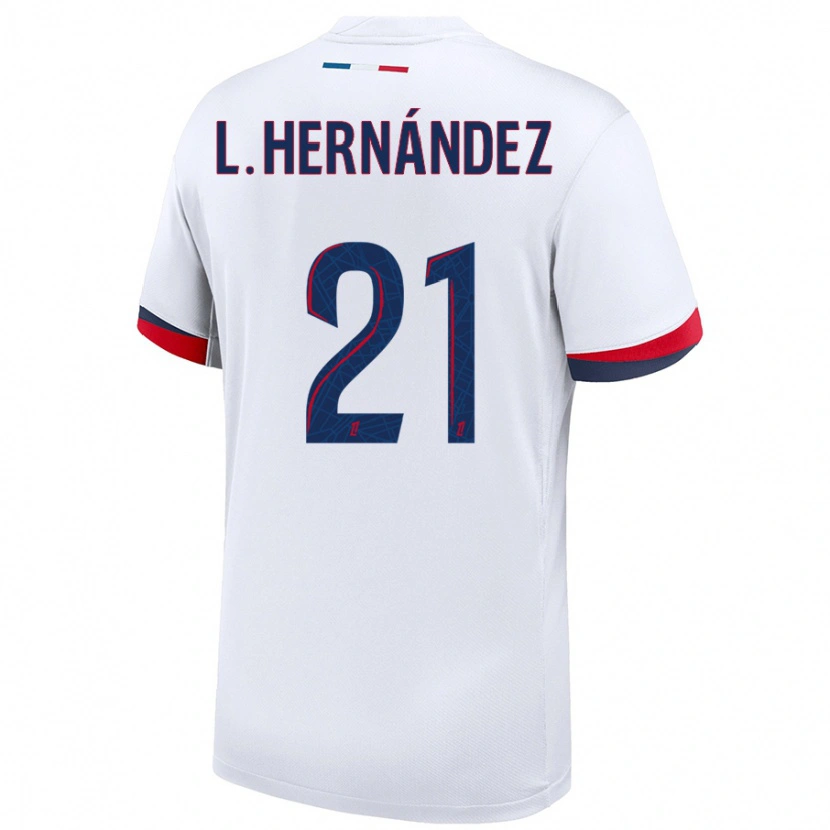 Danxen Kinderen Lucas Hernández #21 Wit Blauw Rood Uitshirt Uittenue 2024/25 T-Shirt