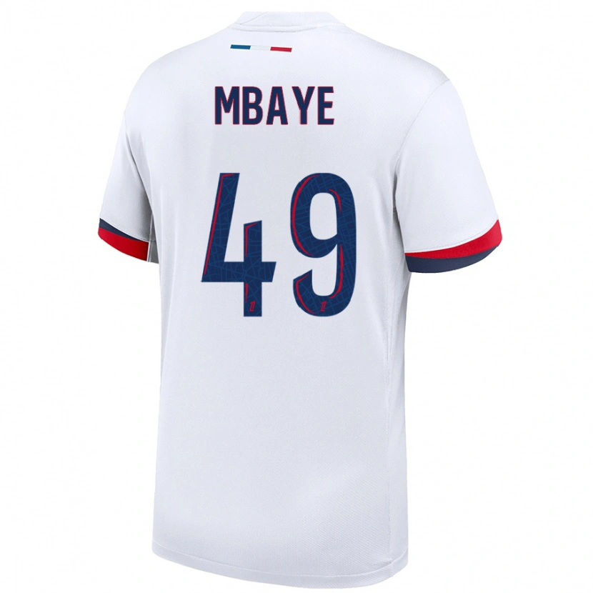 Danxen Kinderen Ibrahim Mbaye #49 Wit Blauw Rood Uitshirt Uittenue 2024/25 T-Shirt