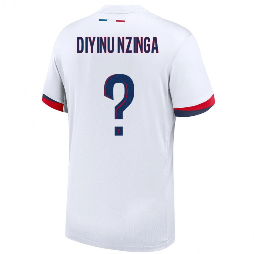 Danxen Kinderen Vainqueur Diyinu Nzinga #0 Wit Blauw Rood Uitshirt Uittenue 2024/25 T-Shirt