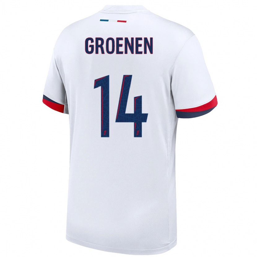 Danxen Kinderen Jackie Groenen #14 Wit Blauw Rood Uitshirt Uittenue 2024/25 T-Shirt