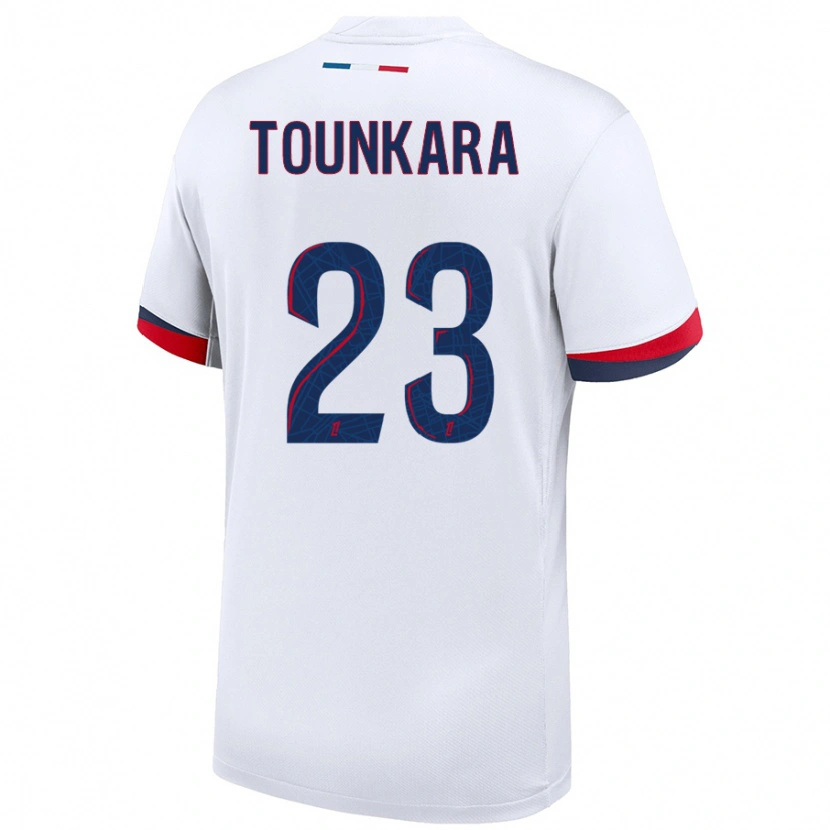 Danxen Kinderen Aïssatou Tounkara #23 Wit Blauw Rood Uitshirt Uittenue 2024/25 T-Shirt