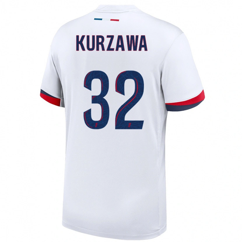 Danxen Kinderen Layvin Kurzawa #32 Wit Blauw Rood Uitshirt Uittenue 2024/25 T-Shirt