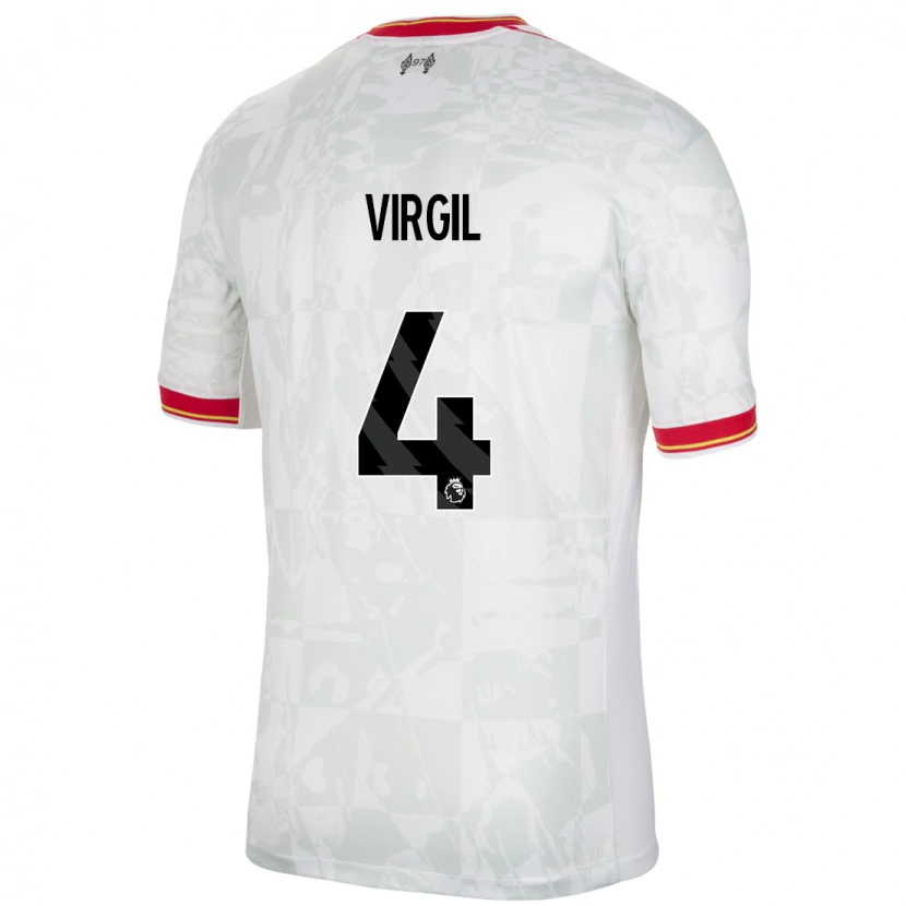 Danxen Kinderen Virgil Van Dijk #4 Wit Rood Zwart Thuisshirt Derde Tenue 2024/25 T-Shirt