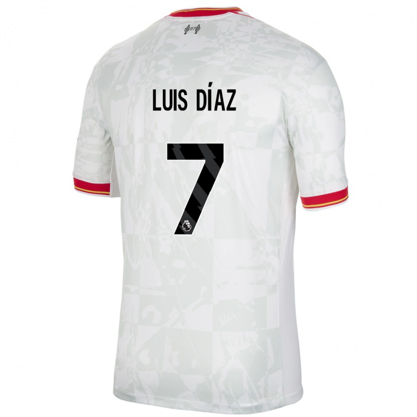 Danxen Kinderen Luis Díaz #7 Wit Rood Zwart Thuisshirt Derde Tenue 2024/25 T-Shirt