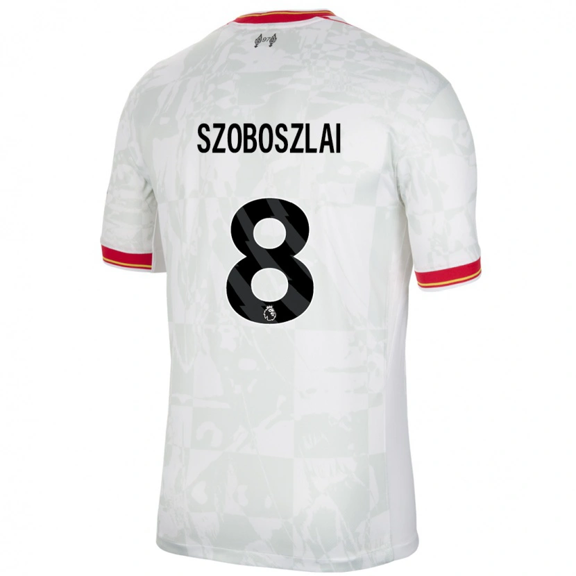 Danxen Kinderen Dominik Szoboszlai #8 Wit Rood Zwart Thuisshirt Derde Tenue 2024/25 T-Shirt