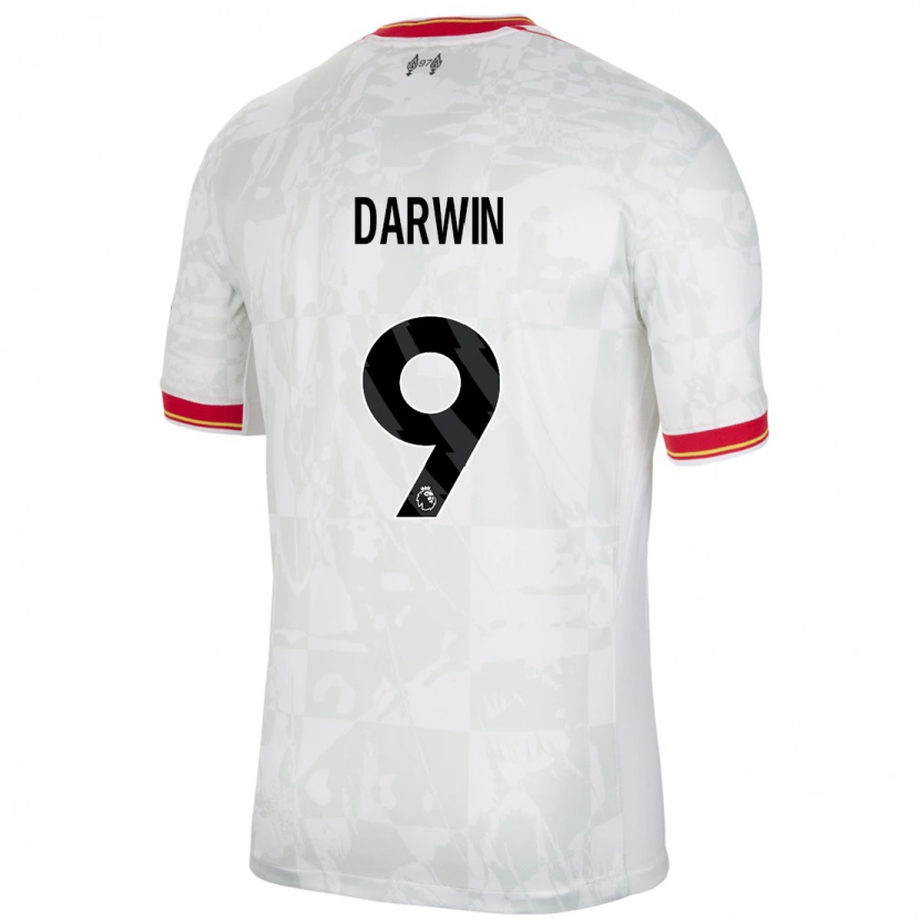 Danxen Kinderen Darwin Núñez #9 Wit Rood Zwart Thuisshirt Derde Tenue 2024/25 T-Shirt