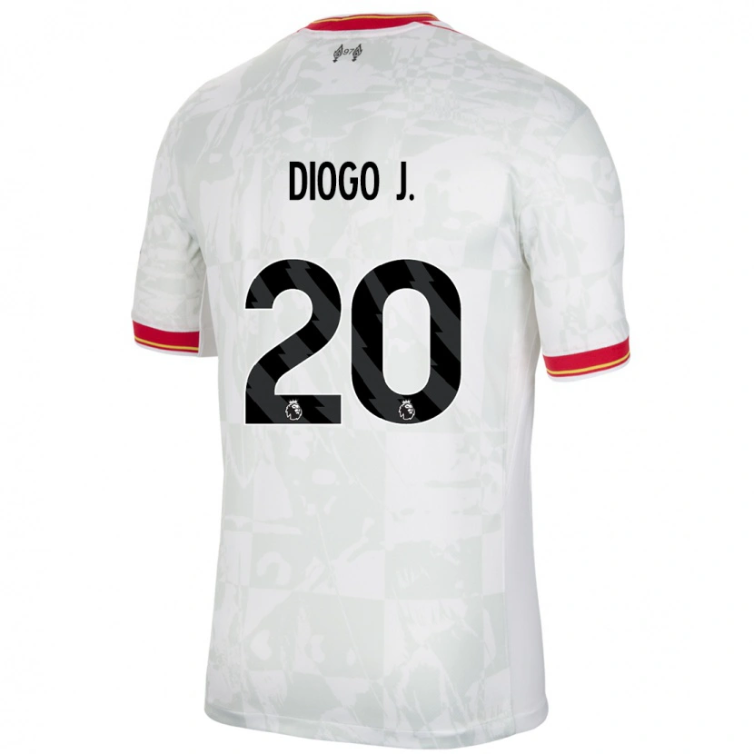 Danxen Kinderen Diogo Jota #20 Wit Rood Zwart Thuisshirt Derde Tenue 2024/25 T-Shirt